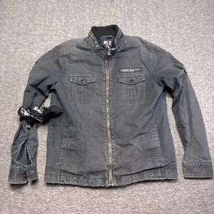 French Connection UK Style 67 Jacket Mens Medium Gray Full Zip Utility Ripstop